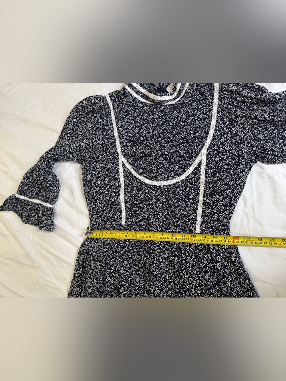 Meadows NWT Prairie Midi Dress Navy Floral Lace Cottagecore Romantic US 8 - Picture 12 of 13